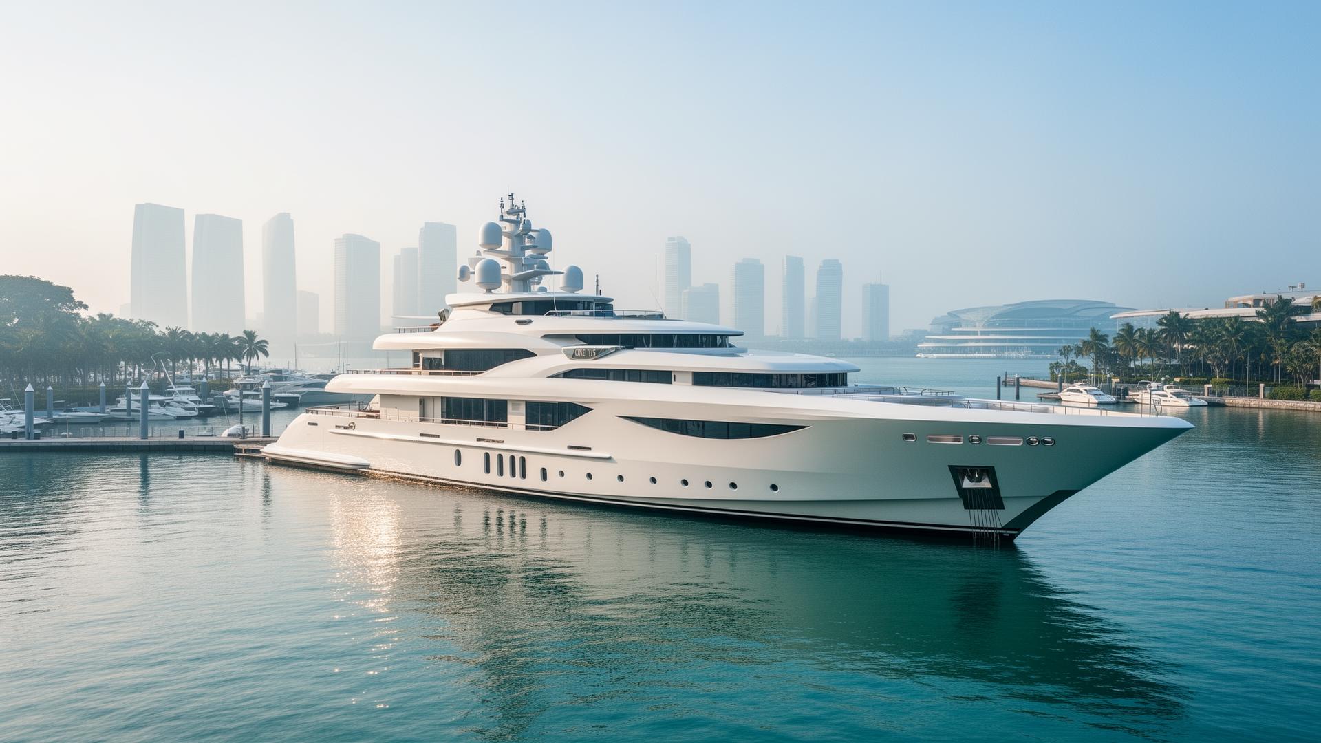 Superyacht moored at ONE°15 Marina