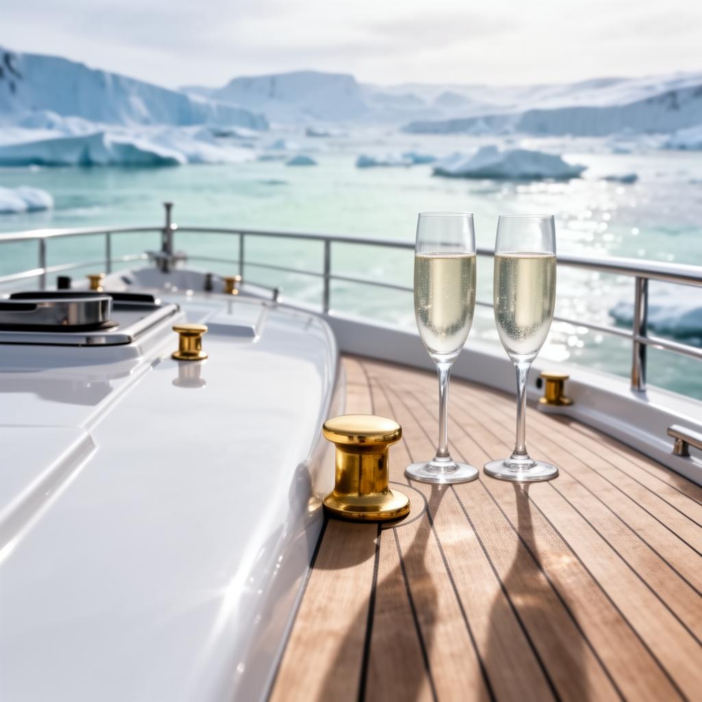 Champagne on a luxury yacht deck